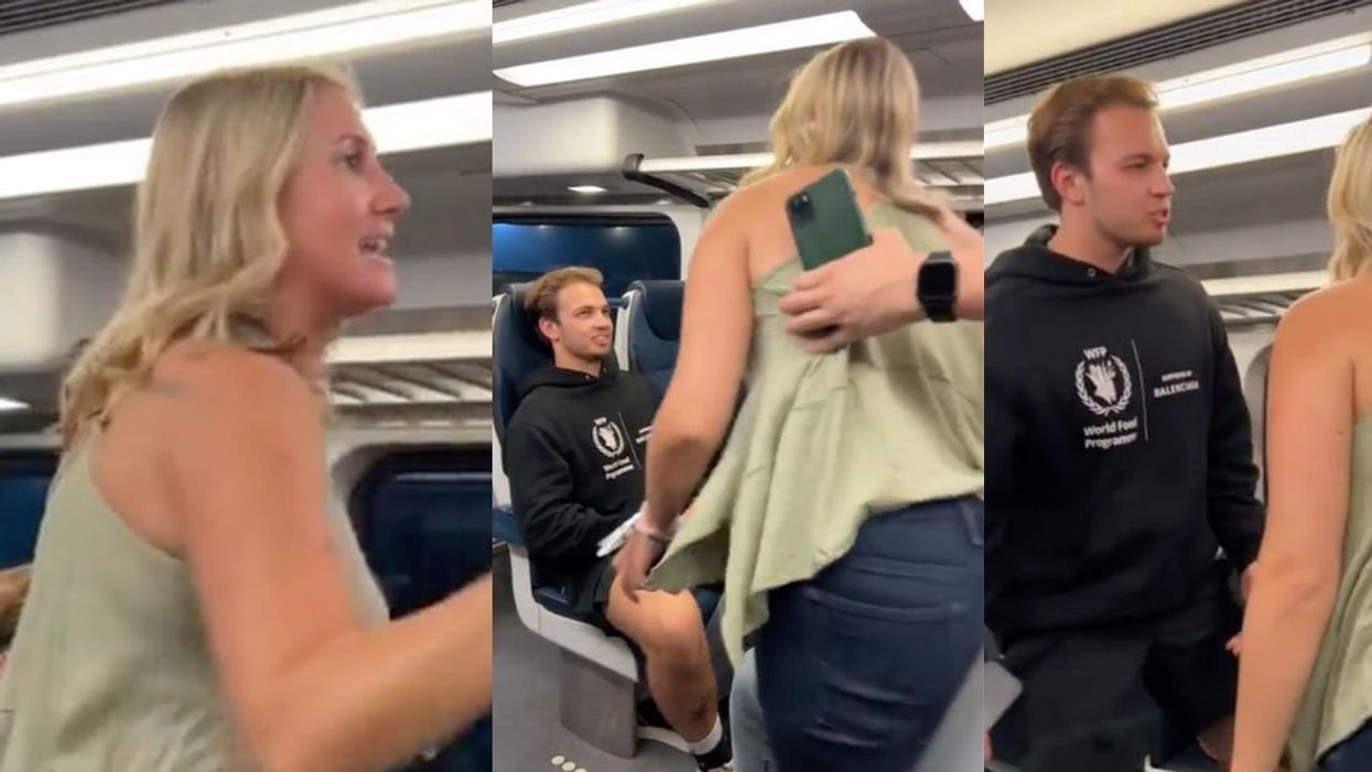 Screenshots of woman confronting a commuter