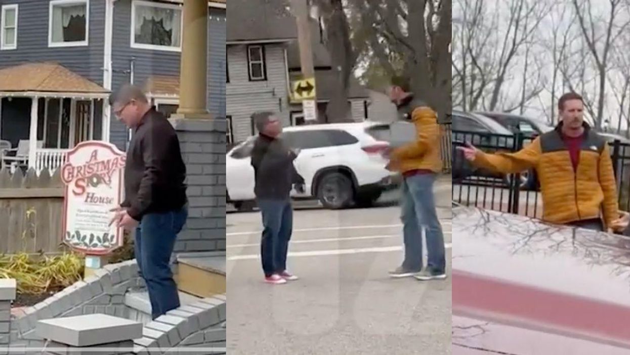 screenshots of Yano Anaya confronted by homeowner of "A Christmas Story" house