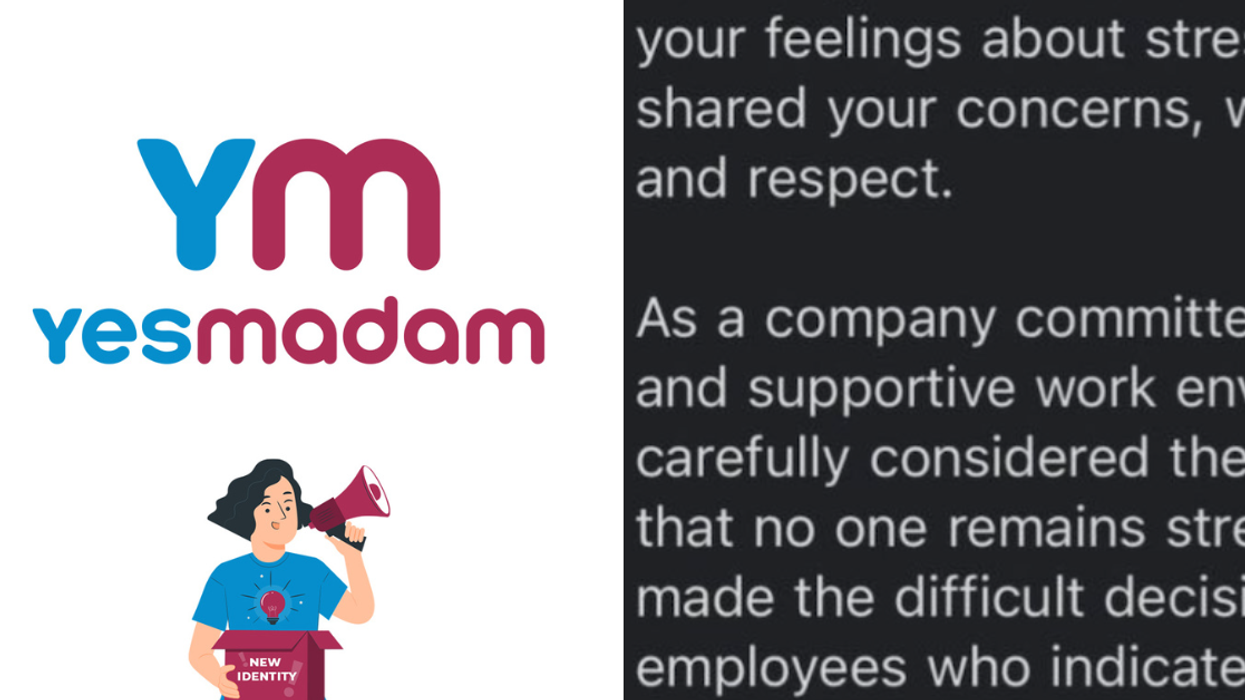 Screenshots of YesMadam Logo and YesMadam's email to employees