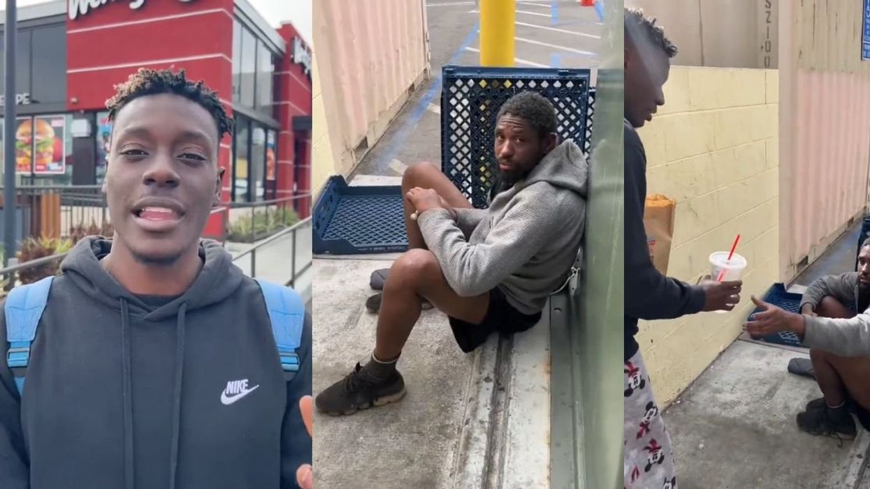 Screenshots of YouTuber with an unhoused person