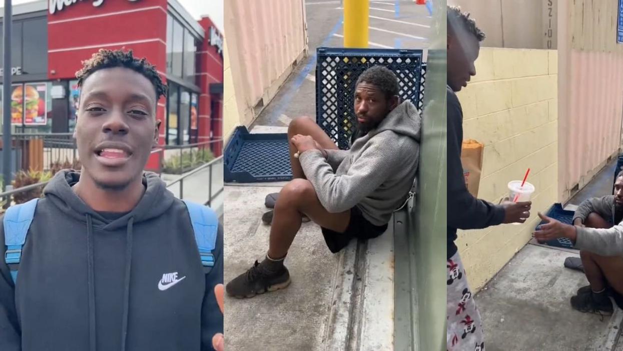 Screenshots of YouTuber with an unhoused person