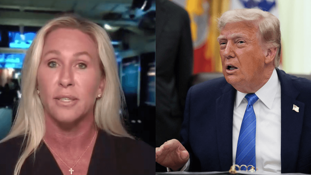 Scrreenshot of Marjorie Taylor Greene; Donald Trump