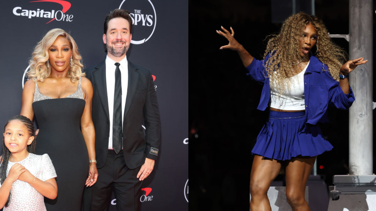 Serena Williams, Alexis Ohanian, and Olympia Ohanian, Jr.; Serena Williams dancing at the Super Bowl Halftime Show