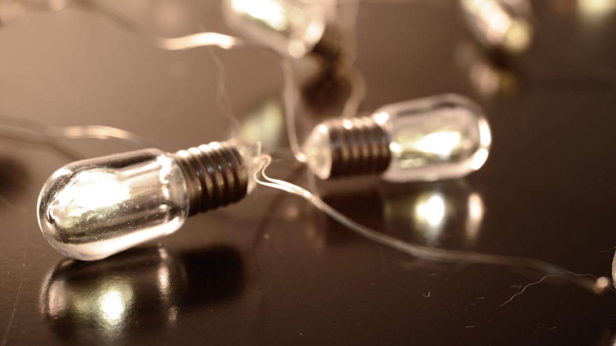 Series of lit up lightbulbs