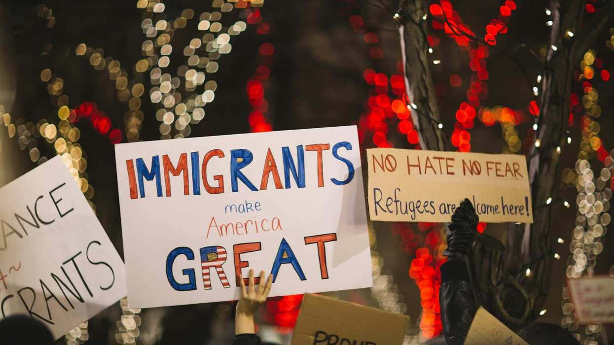 Shot of a group of signs from ice protests.