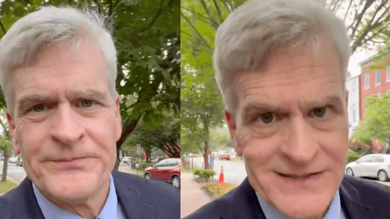 Side-by-side screenshots of Senator Bill Cassidy from his Twitter video