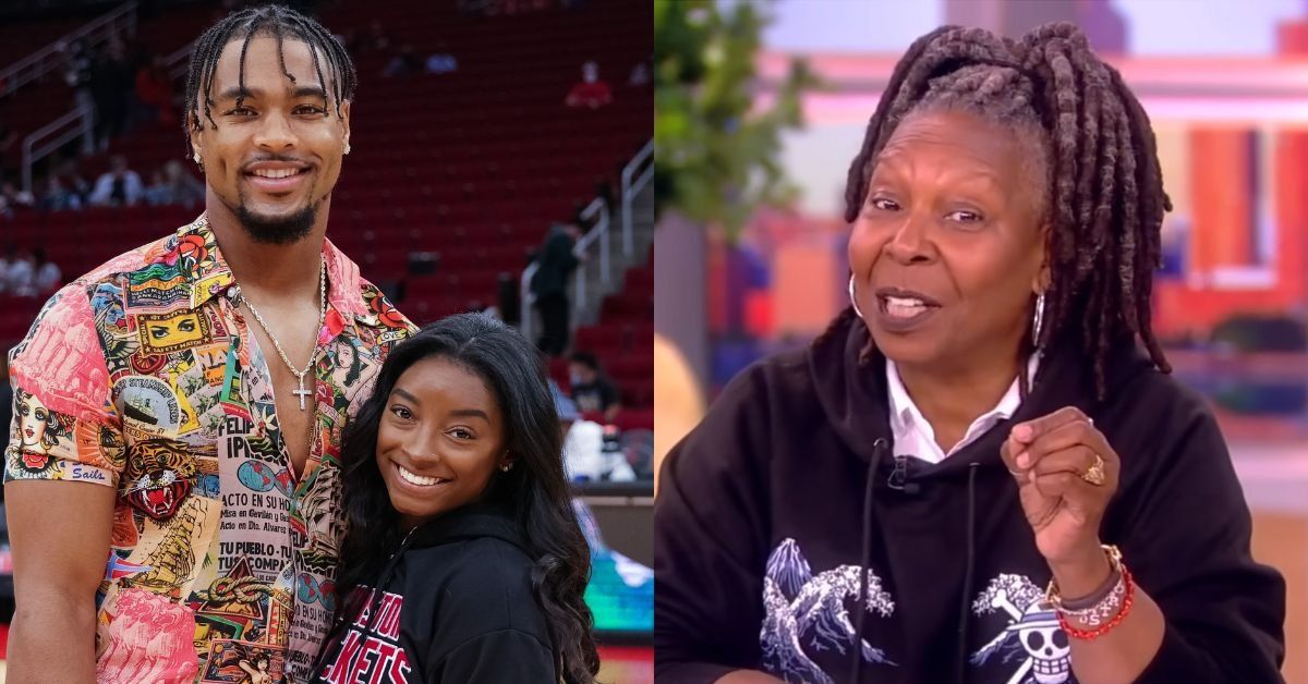 Simone Biles with husband Jonathan Owens; Whoopi Goldberg