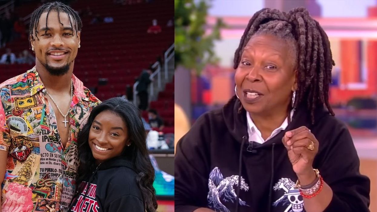 Simone Biles with husband Jonathan Owens; Whoopi Goldberg