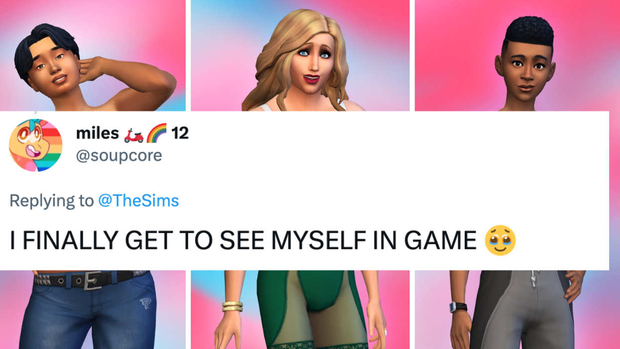 Sims character designs and a tweet by @soupcore