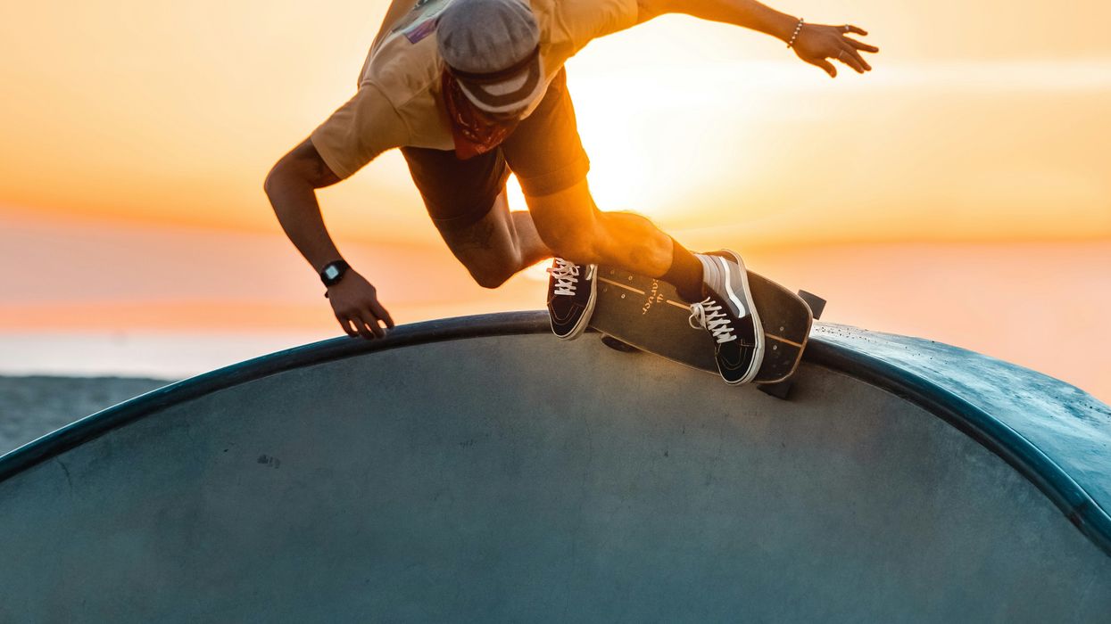 Skater riding a concrete wave