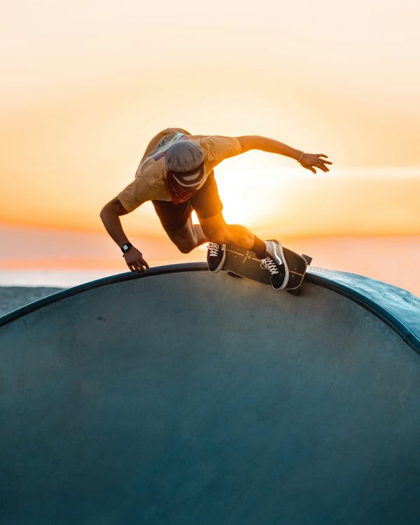 Skater riding a concrete wave