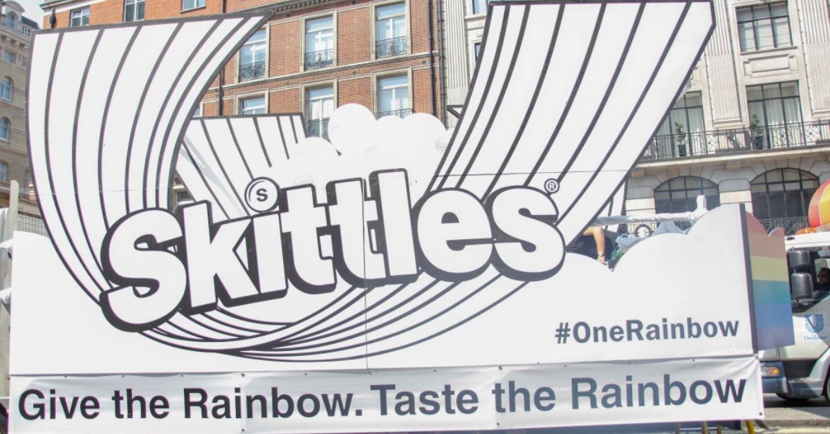 Skittles sign supporting London Pride