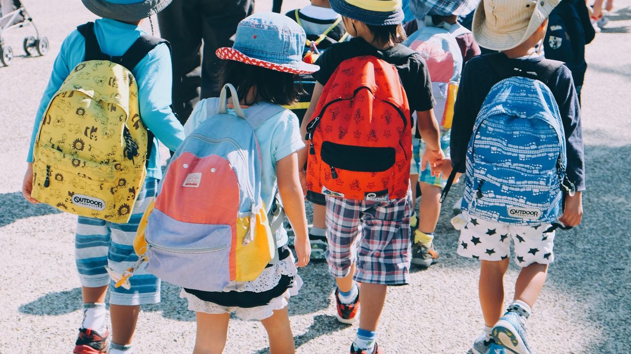small school children with backpacks in Japan