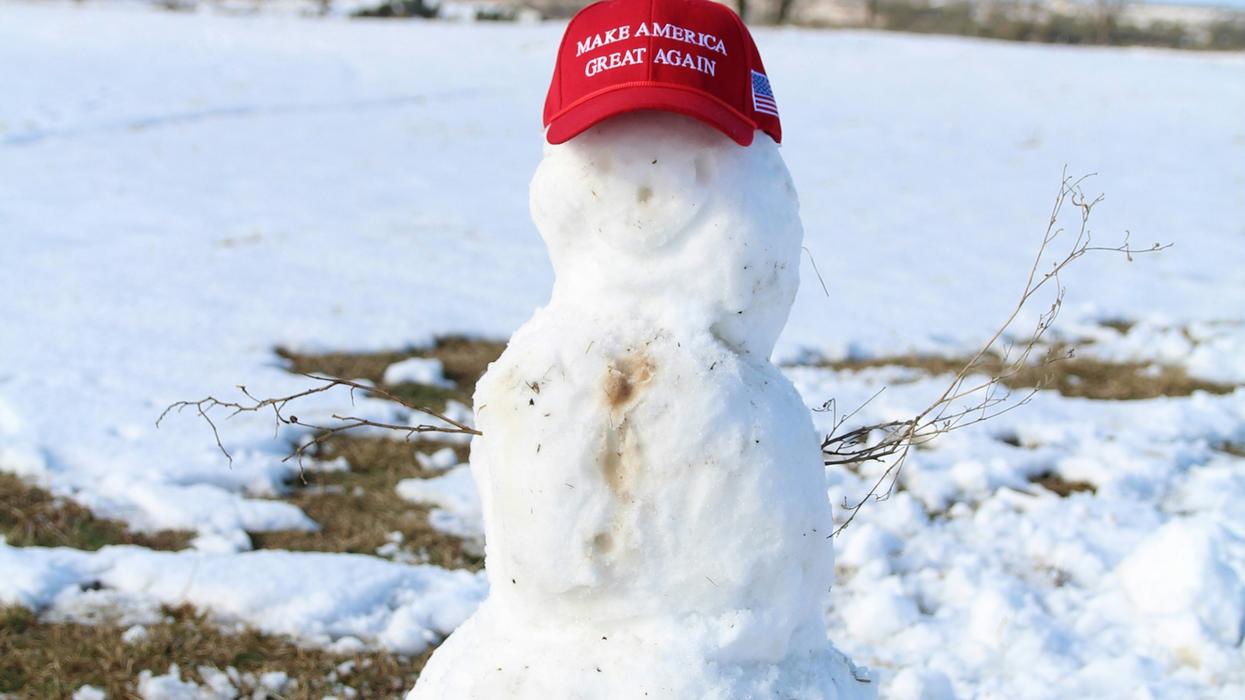 snowman with MAGA hat