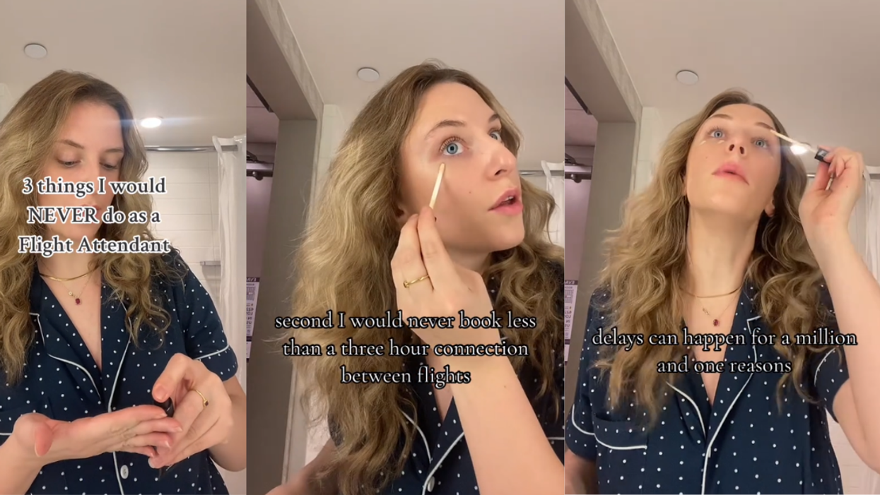 Split screen of screenshots from @cherdallas' TikTok video