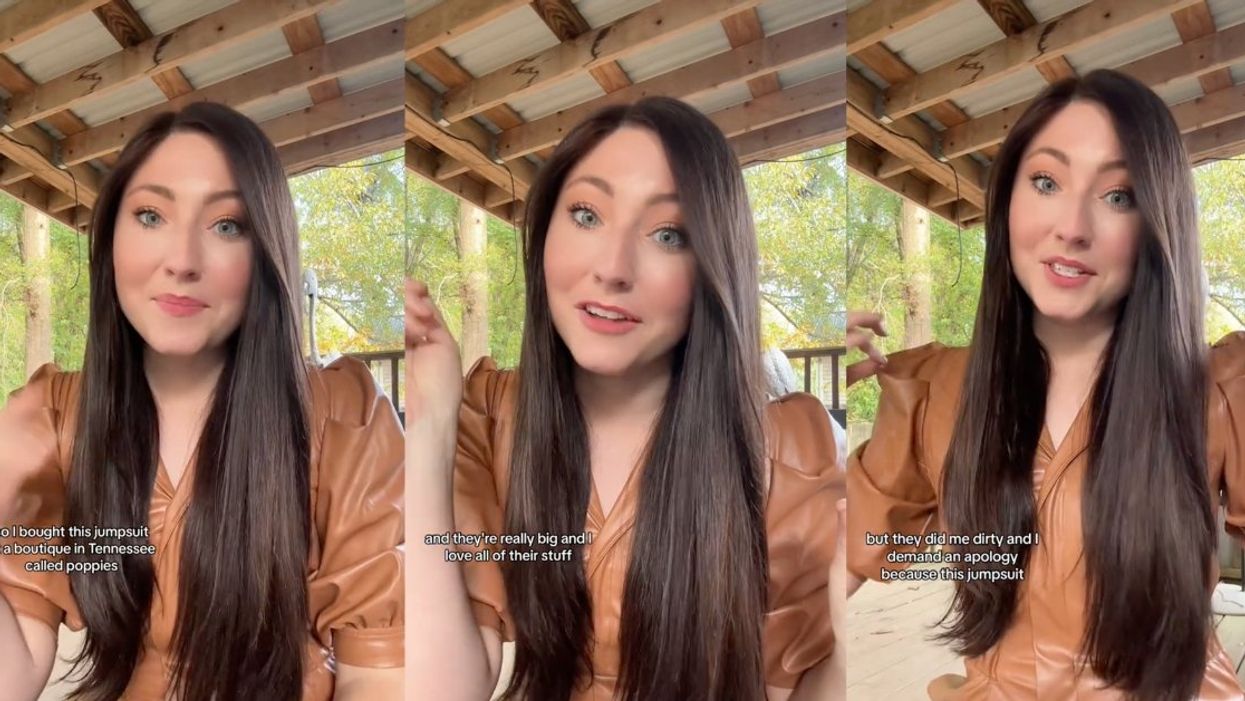 Split screen of screenshots from @saramchambers' TikTok video
