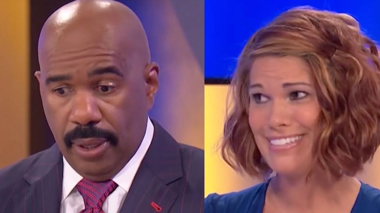 Steve Harvey; femal "Family Feud" contestant