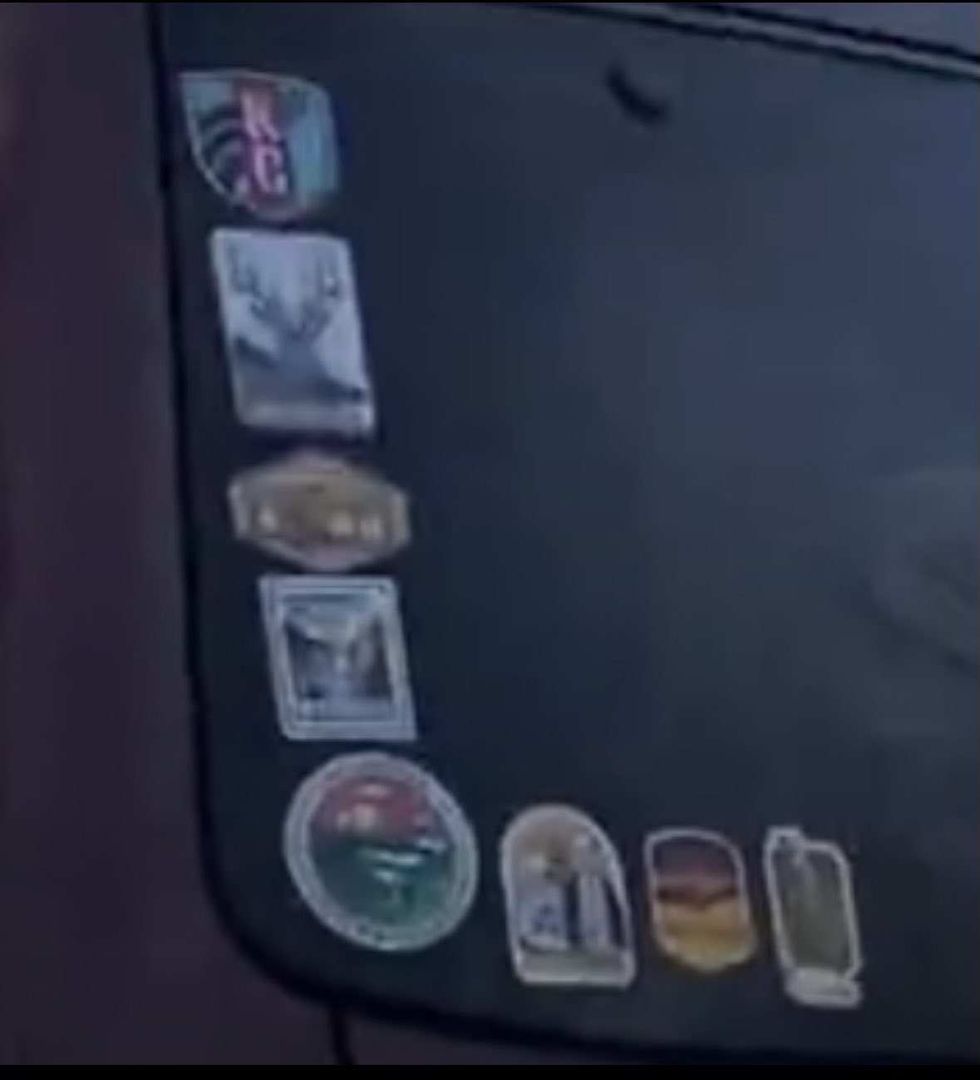 Stickers on the back of Renee Good's car