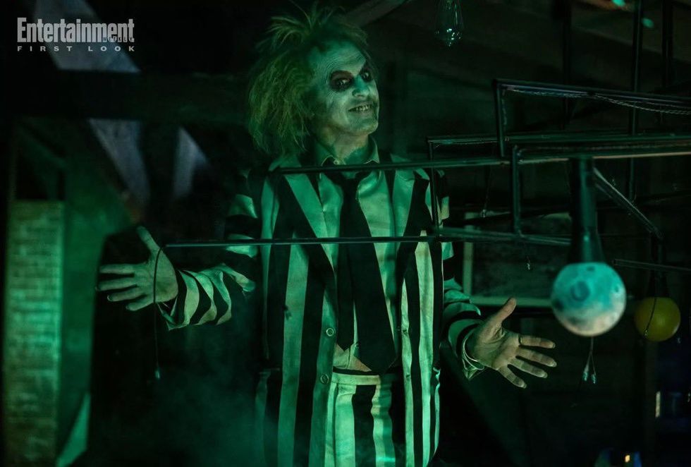 Still of Michael Keaton as Beetlejuice in "Beetlejuice Beetlejuice"