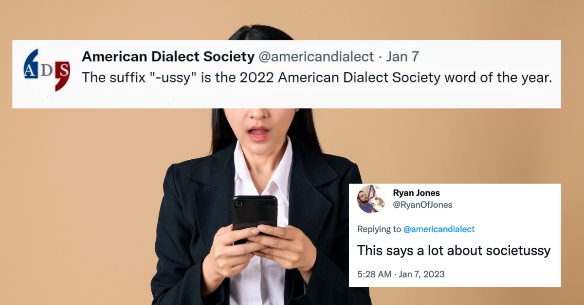 stock photo of shocked person looking at cellphone with tweets overlayed