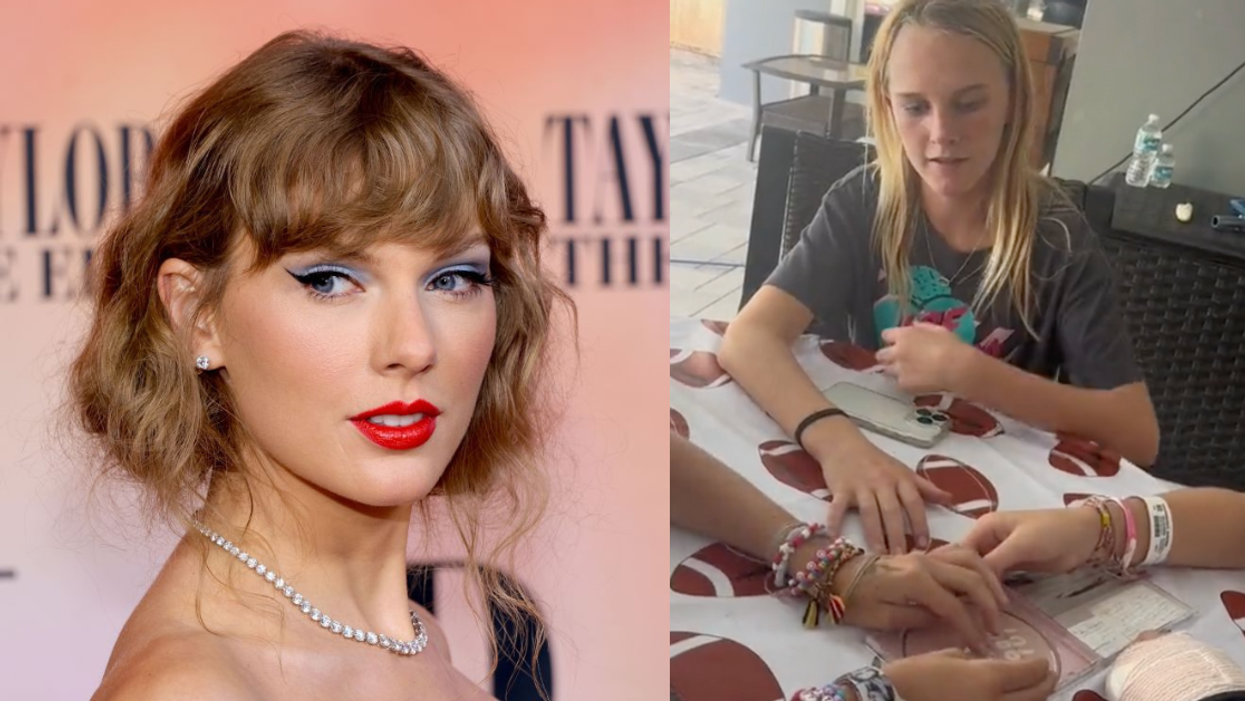 Taylor Swift/ Young Taylor Swift fans trying to remove a CD from it's case.