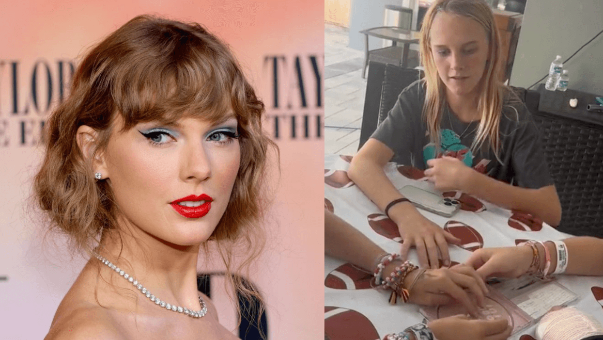 Taylor Swift/ Young Taylor Swift fans trying to remove a CD from it's case.
