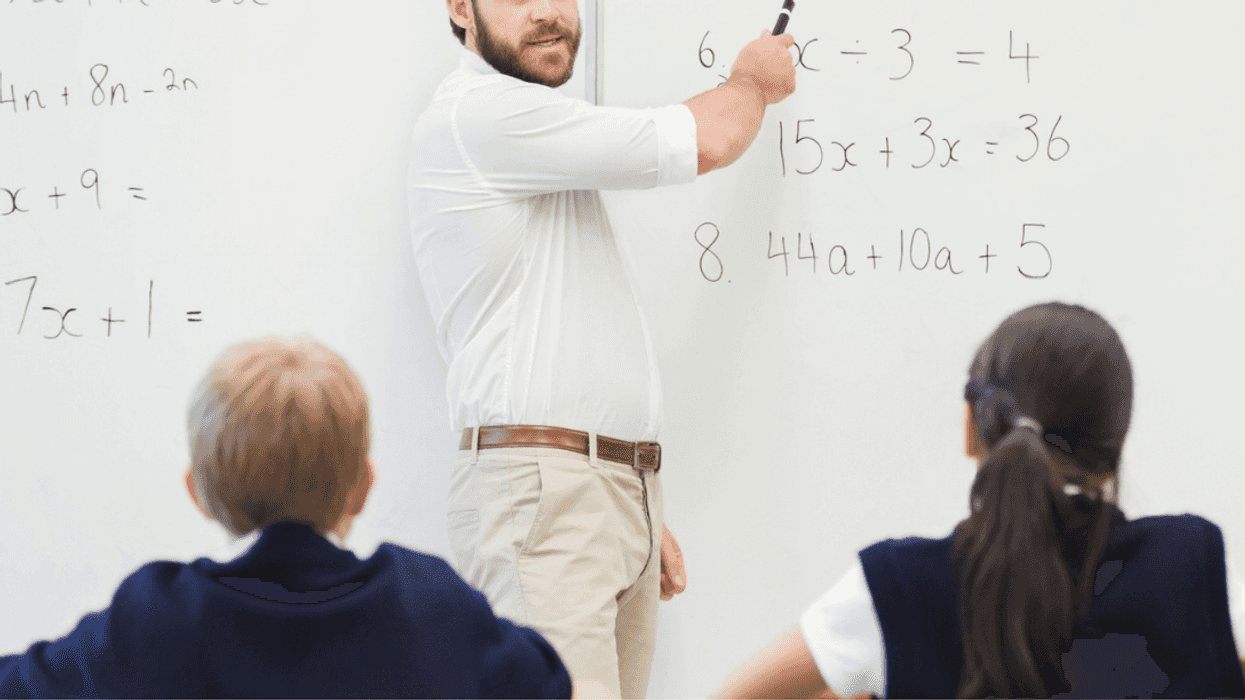Teacher leading math class