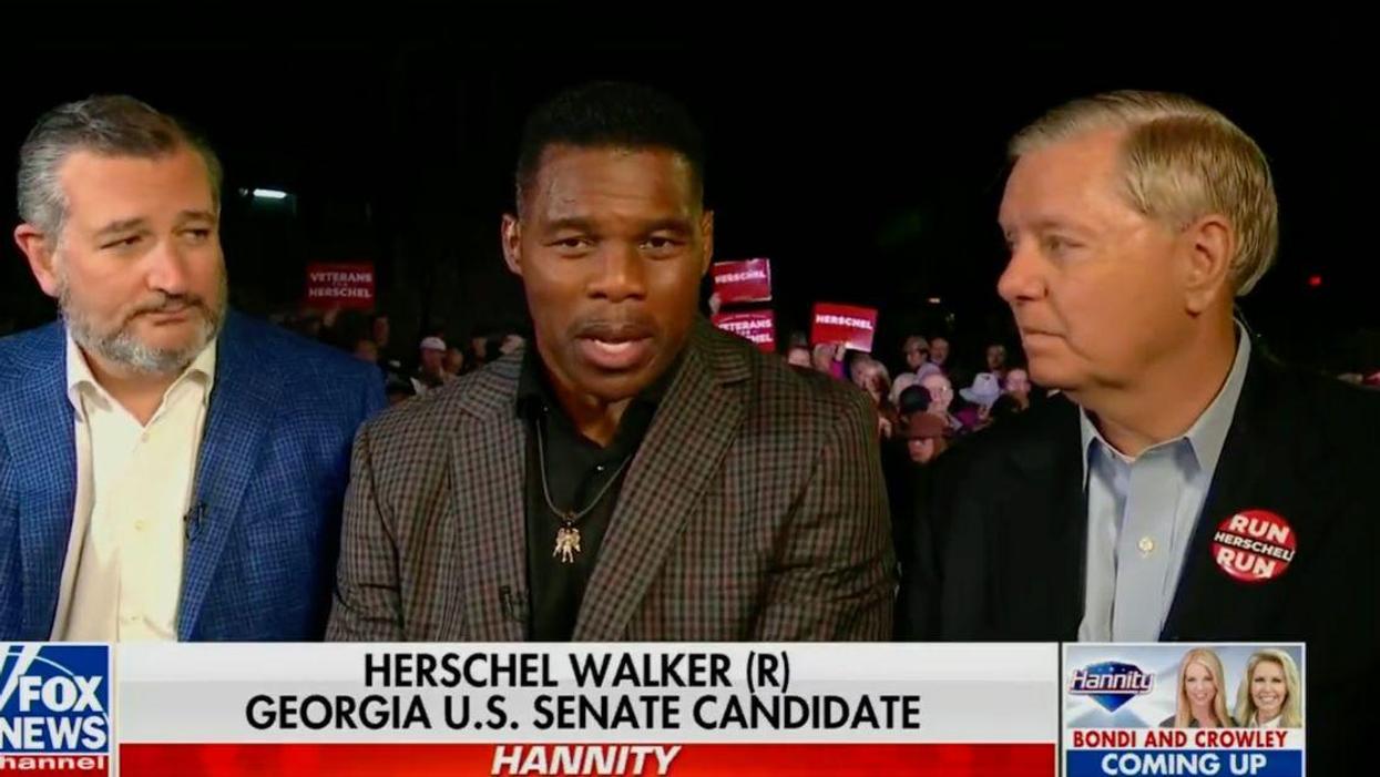Ted Cruz, Hershel Walker and Lindsey Graham
