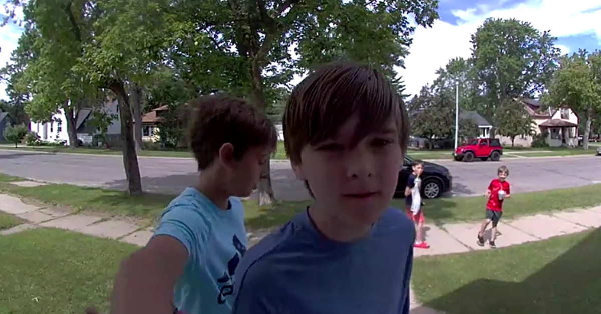 Teen boy leaving heartfelt message on doorbell camera