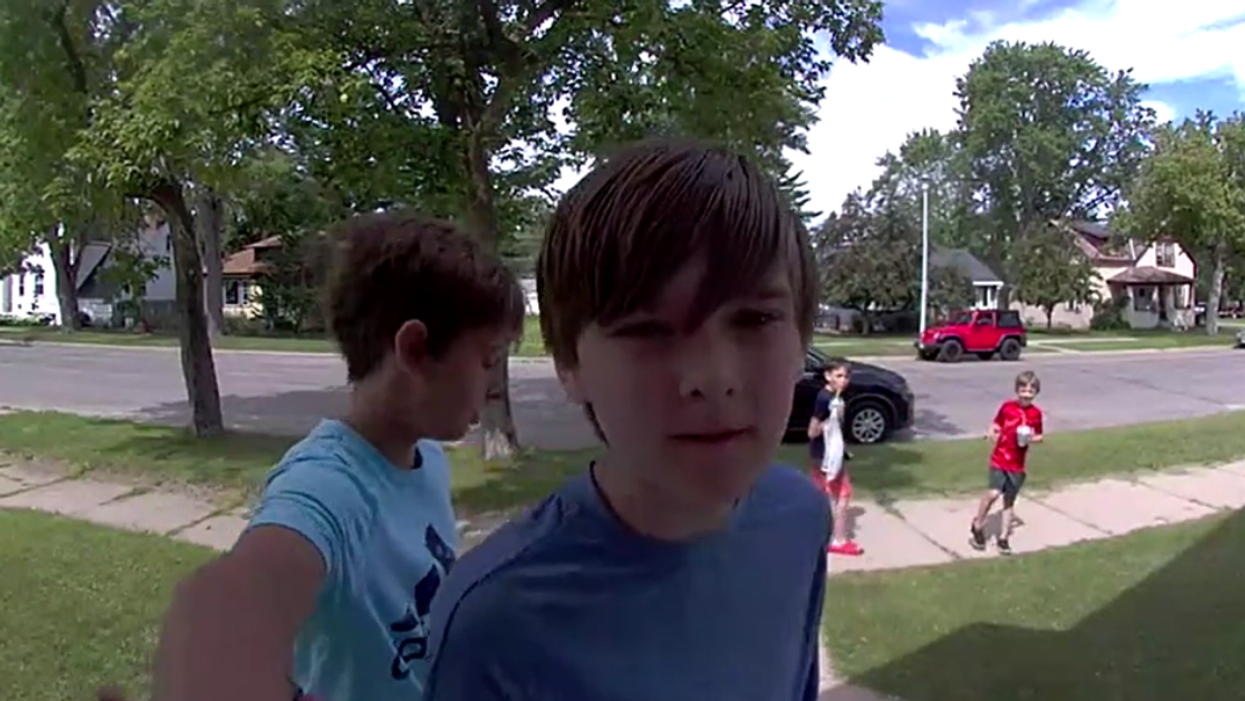 Teen boy leaving heartfelt message on doorbell camera