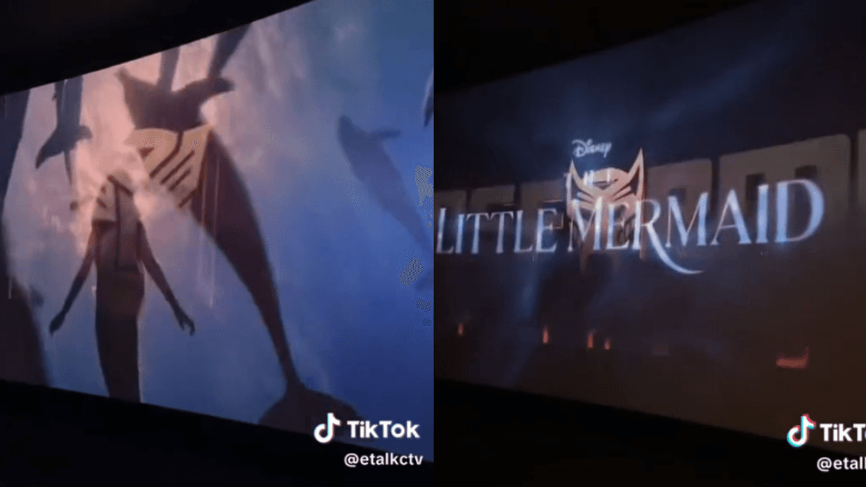 "The Little Mermaid" and "Transformers" trailers playing at the same time