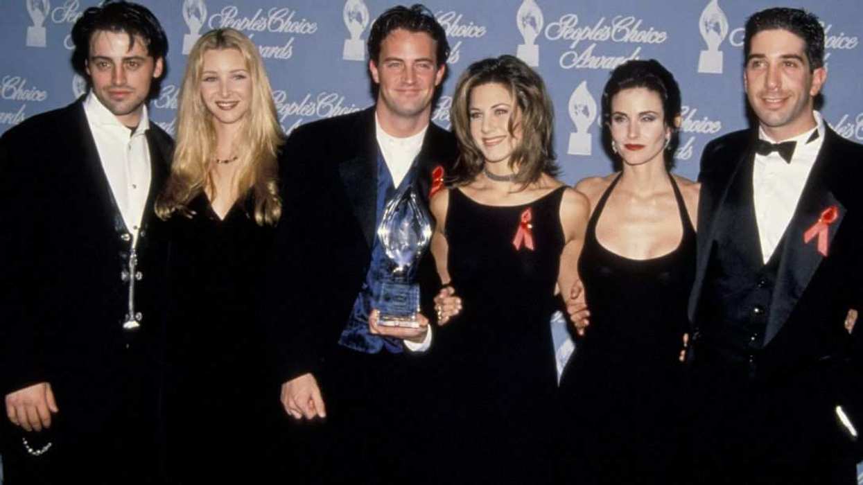 The real cast of "Friends": Matt LeBlanc, Lisa Kudrow, Matthew Perry, Jennifer Aniston, Courteney Cox, and David Schwimmer.
