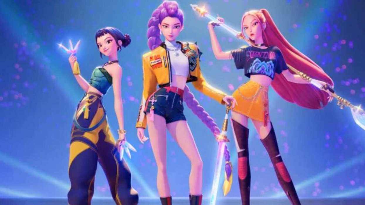 The Stars of Huntr/x from KPop Demon Hunters pose from their hit Netflix film.