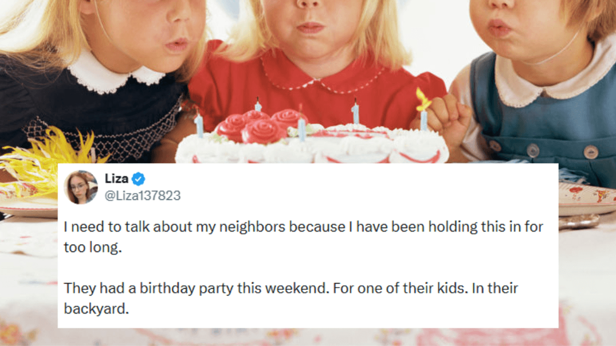 Three children blowing out birthday candles; Tweet by @Liza137823