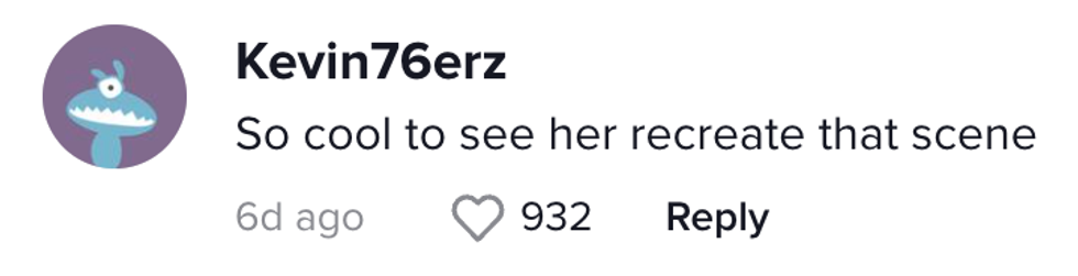 TikTok comment from user Kevin 76erz: "So cool to see her recreate that scene"