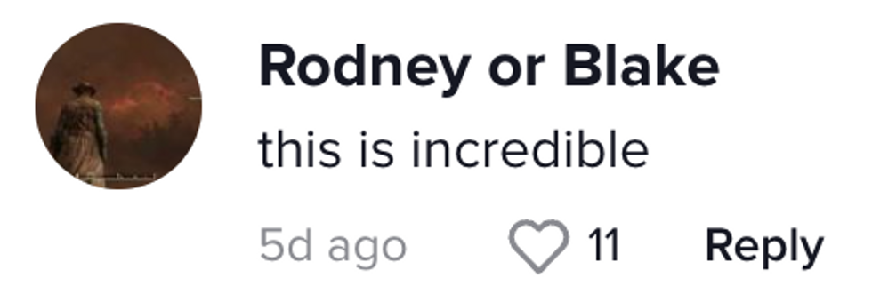TikTok comment from user Rodney or Blake: "this is incredible"