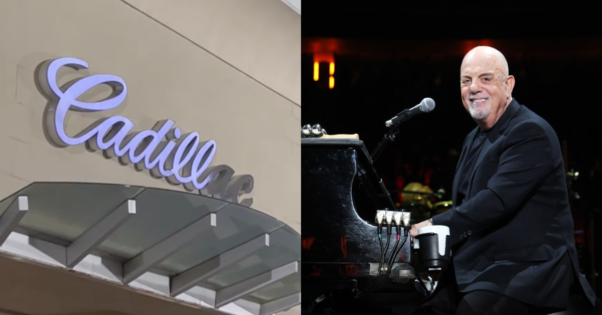 TikTok screenshot of Cadillac dealership sign; Billy Joel
