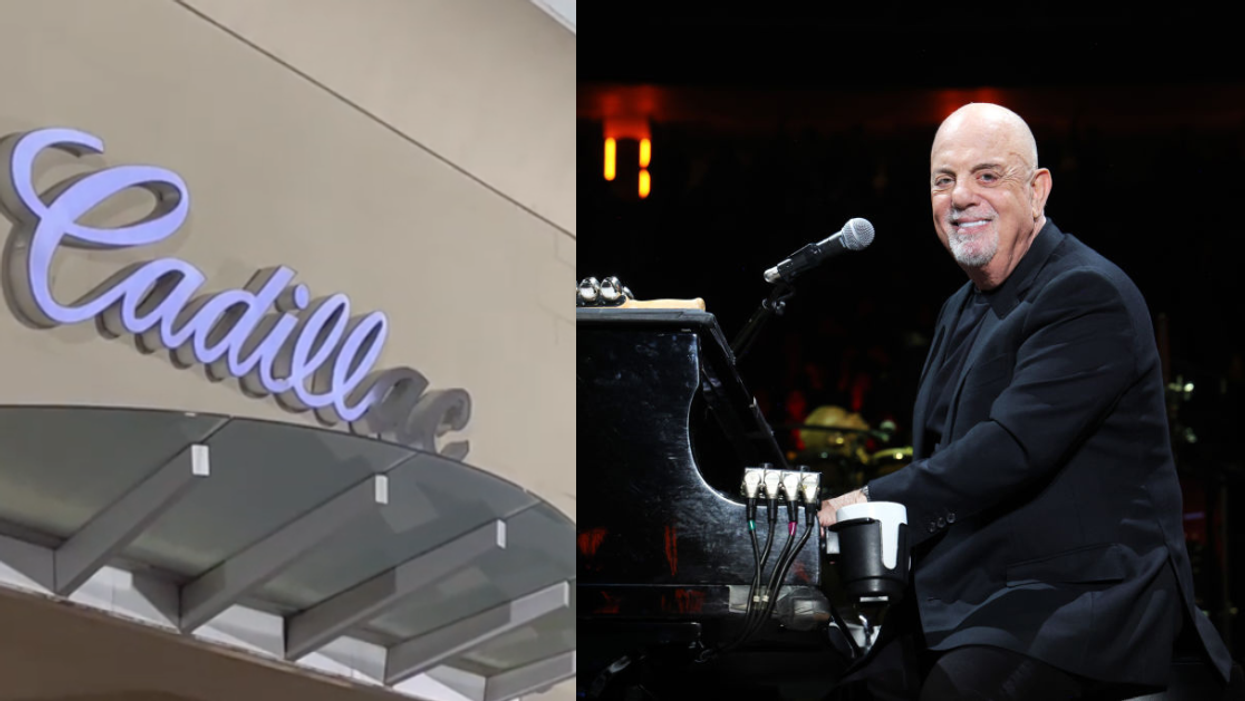 TikTok screenshot of Cadillac dealership sign; Billy Joel