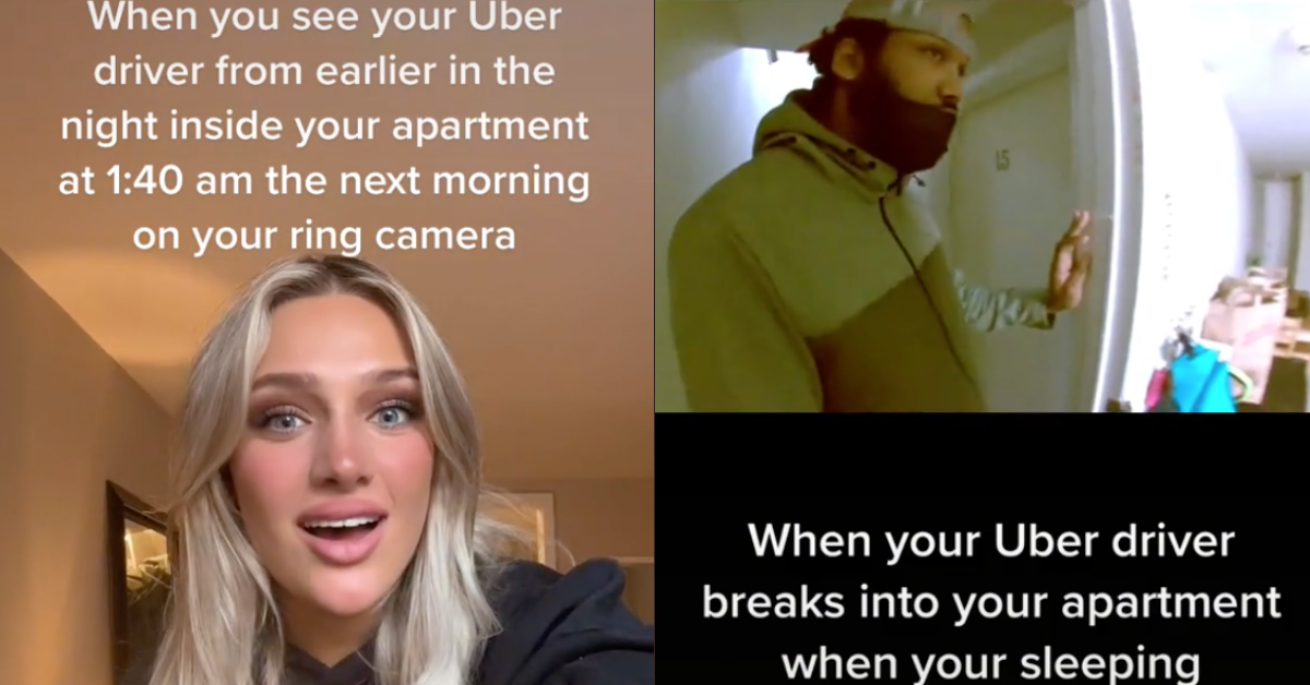 TikTok screenshot of Gianna Rao; TikTok screenshot of Uber driver