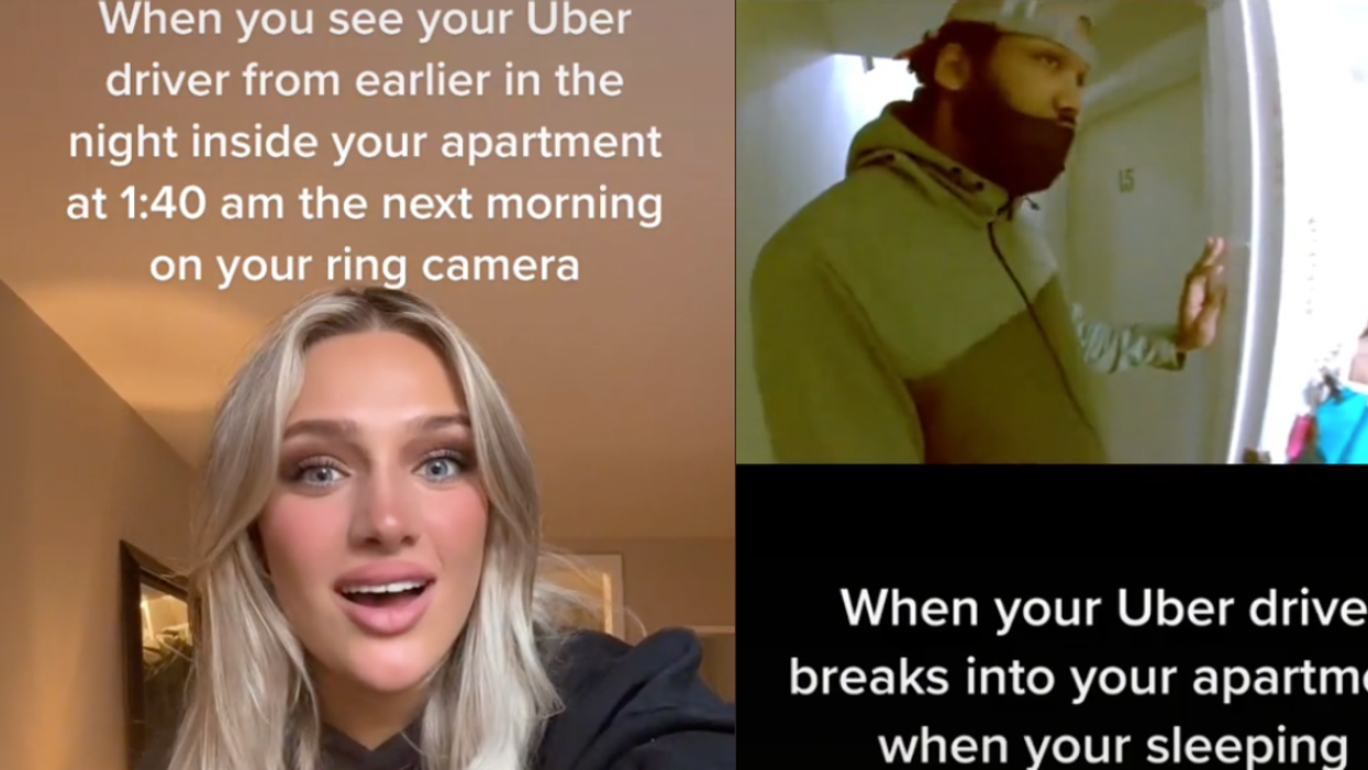 TikTok screenshot of Gianna Rao; TikTok screenshot of Uber driver