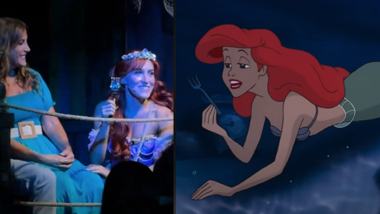 TikTok screenshot of Jodi Benson watching daughter sing; Ariel from the 1989 'The Little Mermaid'