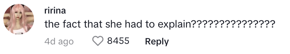 TikTok screenshot of @rrina's post