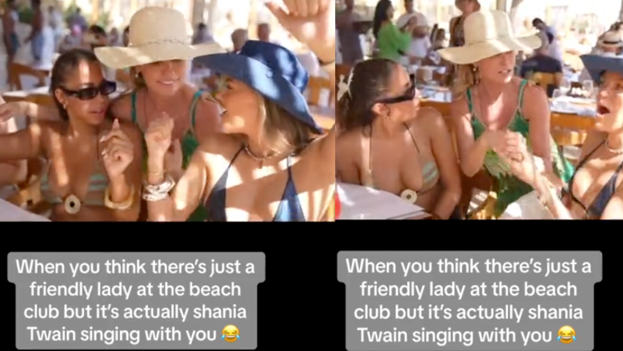 TikTok screenshot of Shania Twain singing with @daisyvictoriax and friend