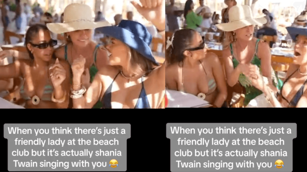 TikTok screenshot of Shania Twain singing with @daisyvictoriax and friend