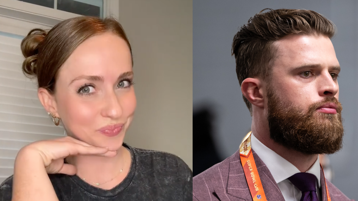 TikTok screenshot of Stefanie Hills; Harrison Butker