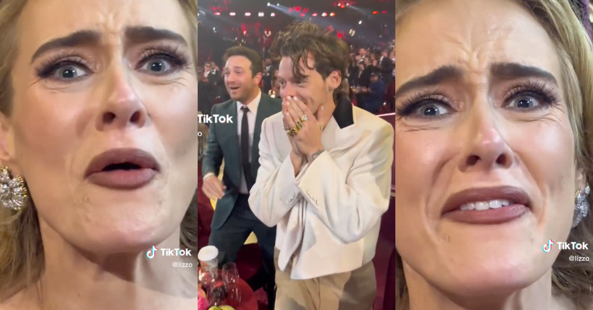 TikTok screenshots of Adele and Harry Styles