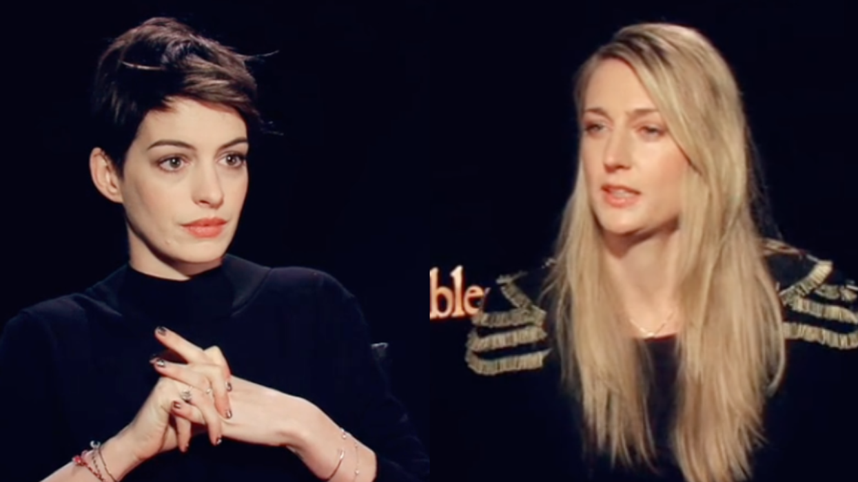 TikTok screenshots of Anne Hathaway and Kjersti Flaa from 2012 interview