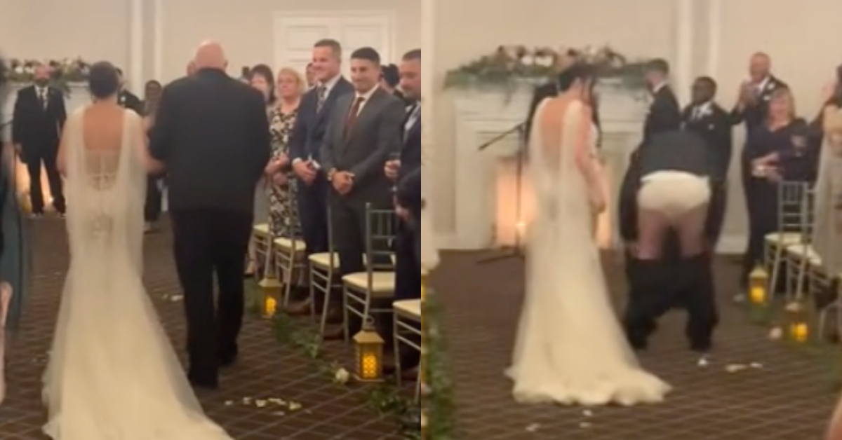 TikTok screenshots of bride and her father