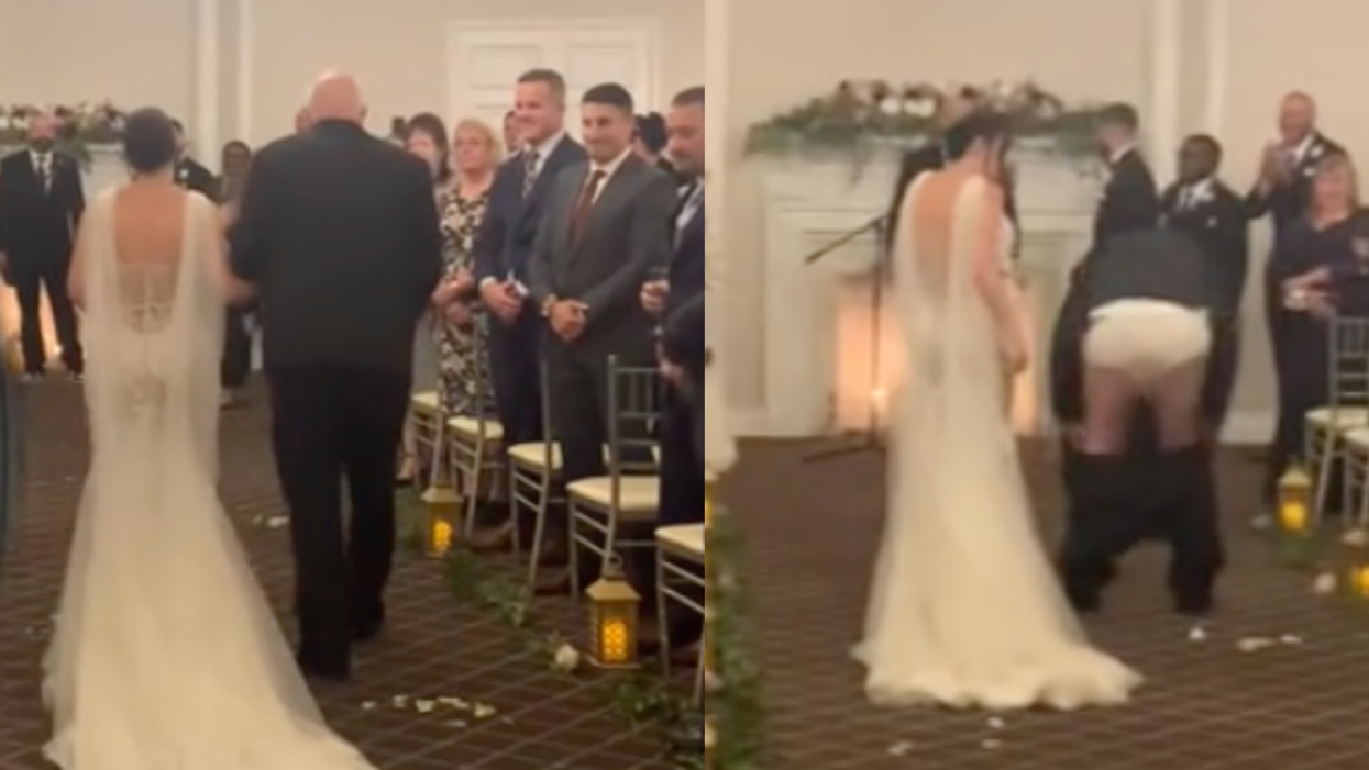 TikTok screenshots of bride and her father