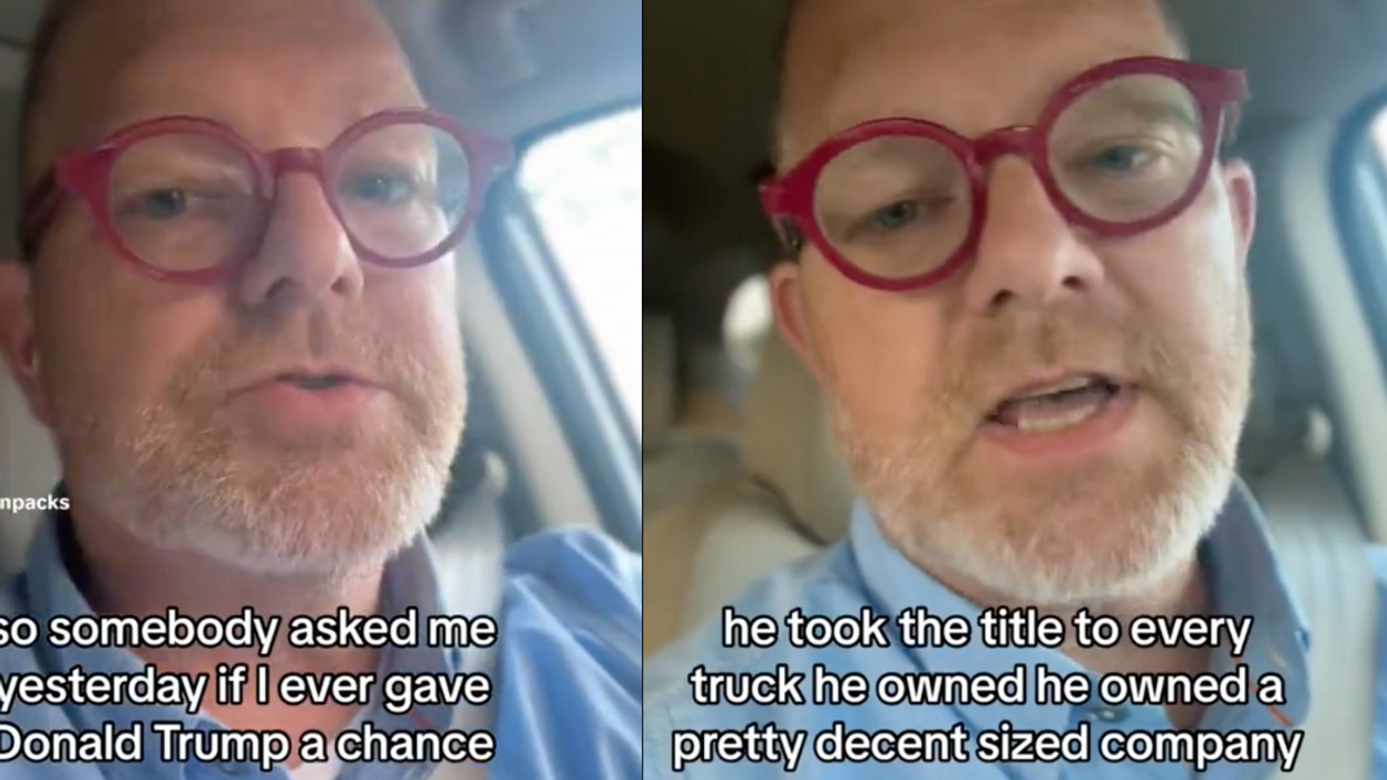 TikTok screenshots of @davidunpacks discussing Donald Trump